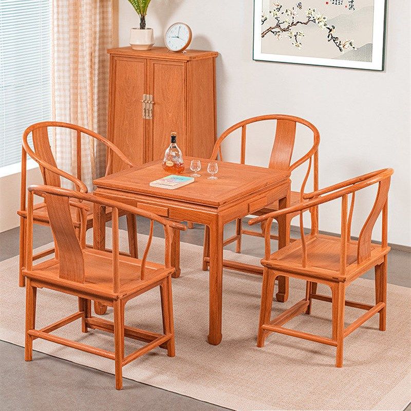 仙铭源红木家具缅甸花梨木餐桌四方桌椅大果紫檀中式实木休闲桌M,住宅家具,红木餐桌,淘宝优惠券,粉丝福利购,淘宝优惠卷