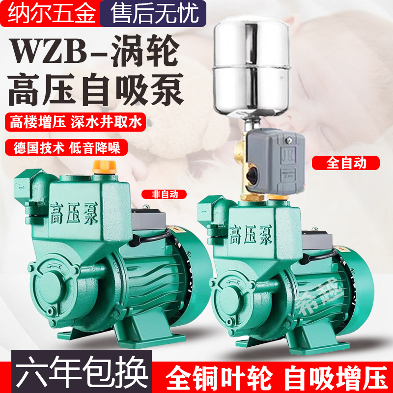 家用抽水泵220v小型自来水管道加压泵静音泵水井自吸泵高压增压泵