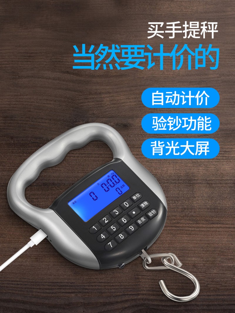 50kg充电手提秤便携式计价手提称高精度电子秤快递称买菜秤弹簧秤