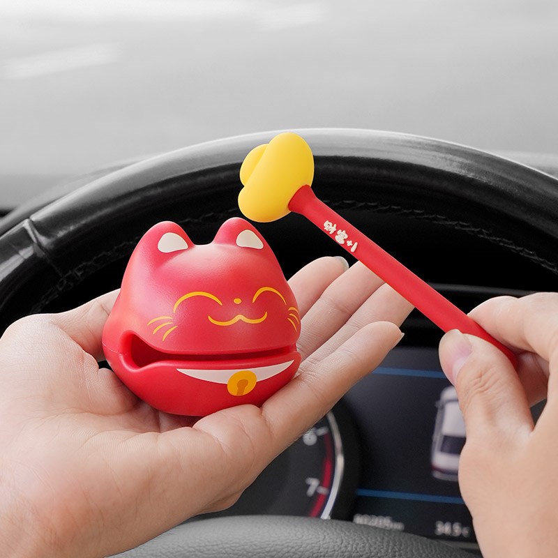 创意解压小木鱼个性可爱车内饰品汽车摆件车载中控台装饰品高级感