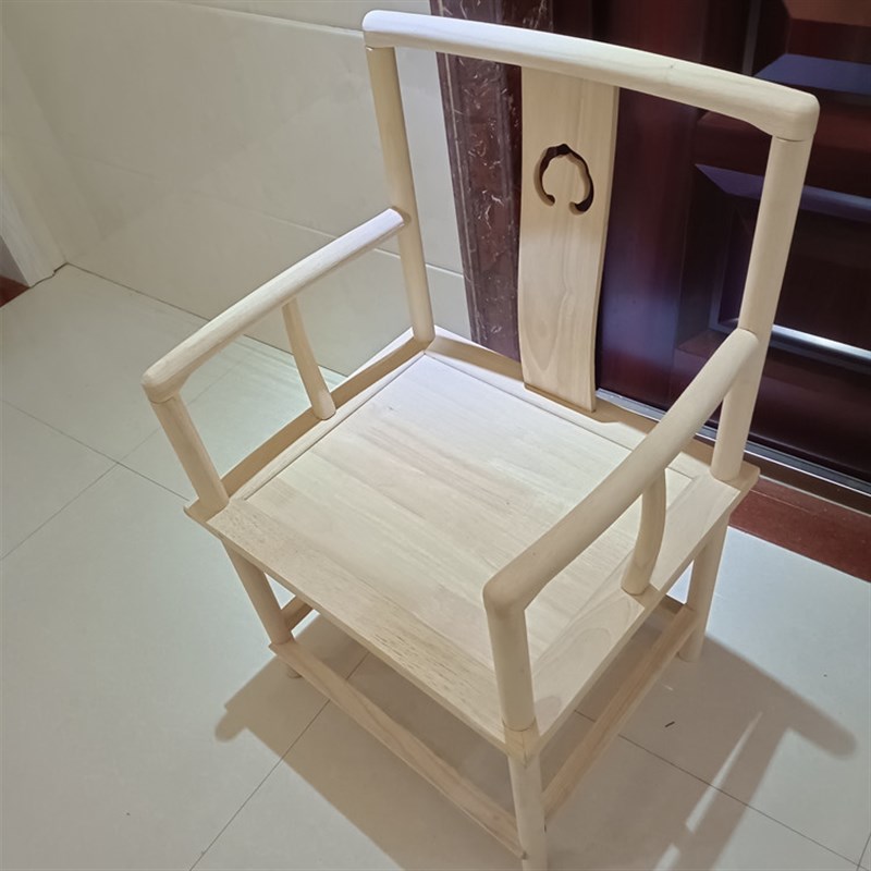 中式白胚椅子橡胶木圈椅实木官帽椅桃心椅茶太师椅餐椅围椅子