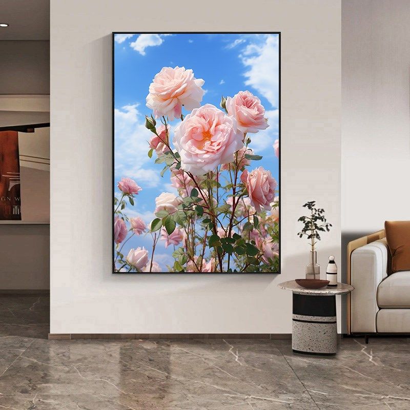 浪漫鲜花朵法式餐厅装饰画玄关墙壁画客厅卧室床头摆画治愈系挂画