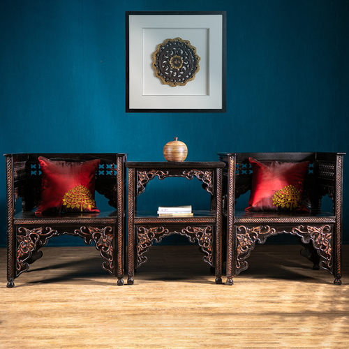 异丽东南亚古典扶手椅交椅家具复古中式榆木手工雕刻实木椅子座椅