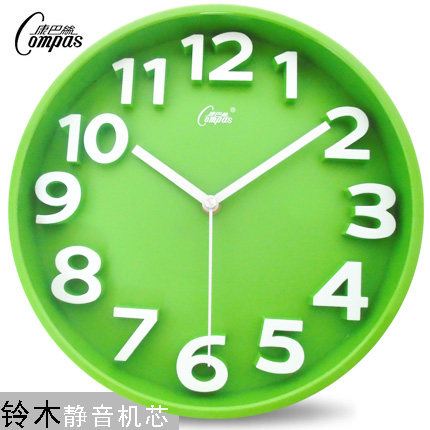 康巴丝14英寸挂钟客厅立体卧室挂表静音时尚时钟个性创意石英钟表