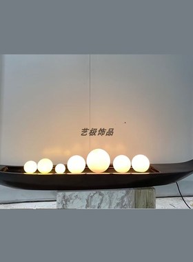 抽象玻璃钢船造型雕塑落地摆件售楼处营销会展中心艺术软装品带灯