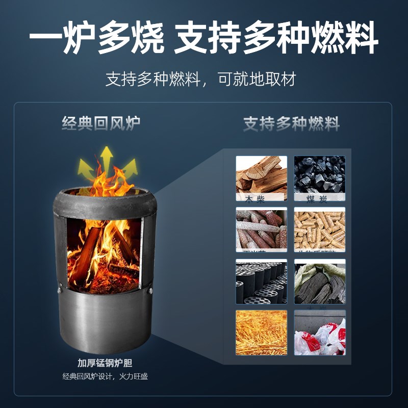 新型柴火气化炉农村家用冬季室内取暖炉子烧木柴火节能无烟烤火炉