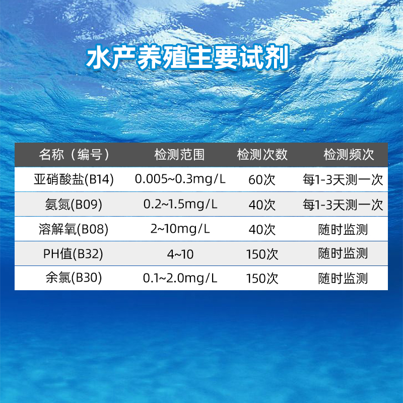 家贝水族箱养殖水质检测试剂余氯PH氨氮溶解氧亚硝酸盐鱼缸测试剂