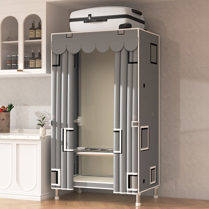 立构家用宿舍出租房简易单人布衣柜卧室结实耐用组装全钢架衣橱小