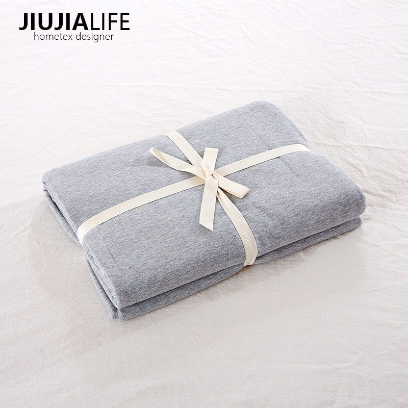 九家贴身床单单件针织棉天竺棉纯素色床笠灰粉蓝绿玫红咖啡色简约