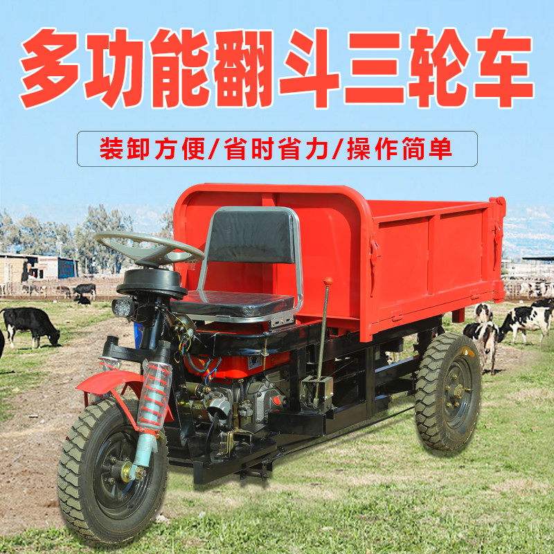 建筑工程工地柴油三轮车混泥土拉砖农用养殖拉货翻斗车爬坡载重王