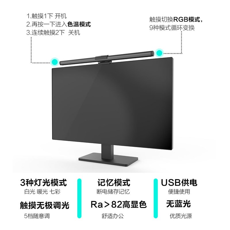 爆款led面发光显示器挂灯护眼防蓝光屏幕补光灯办公室电脑台灯