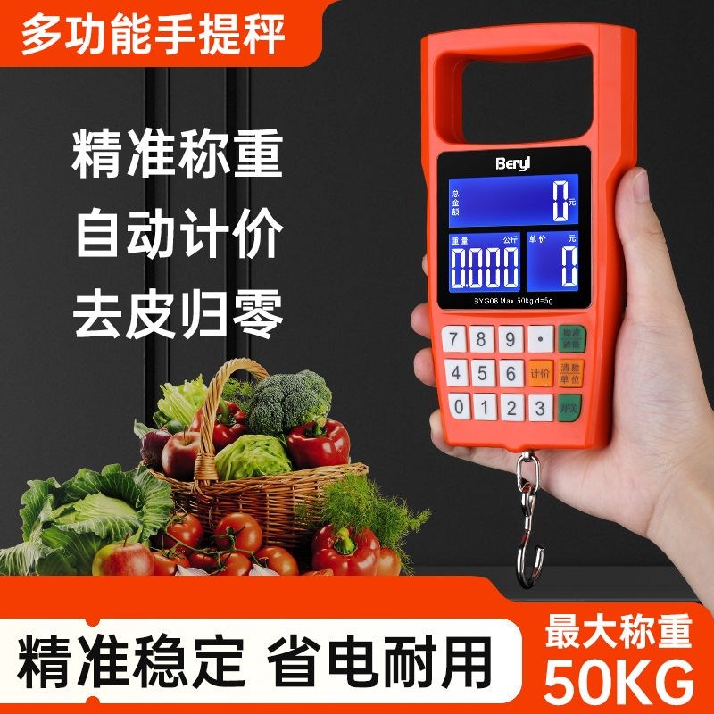 自动计价手提电子秤充电小型手拿大屏幕电池便携式高精度带语音秤