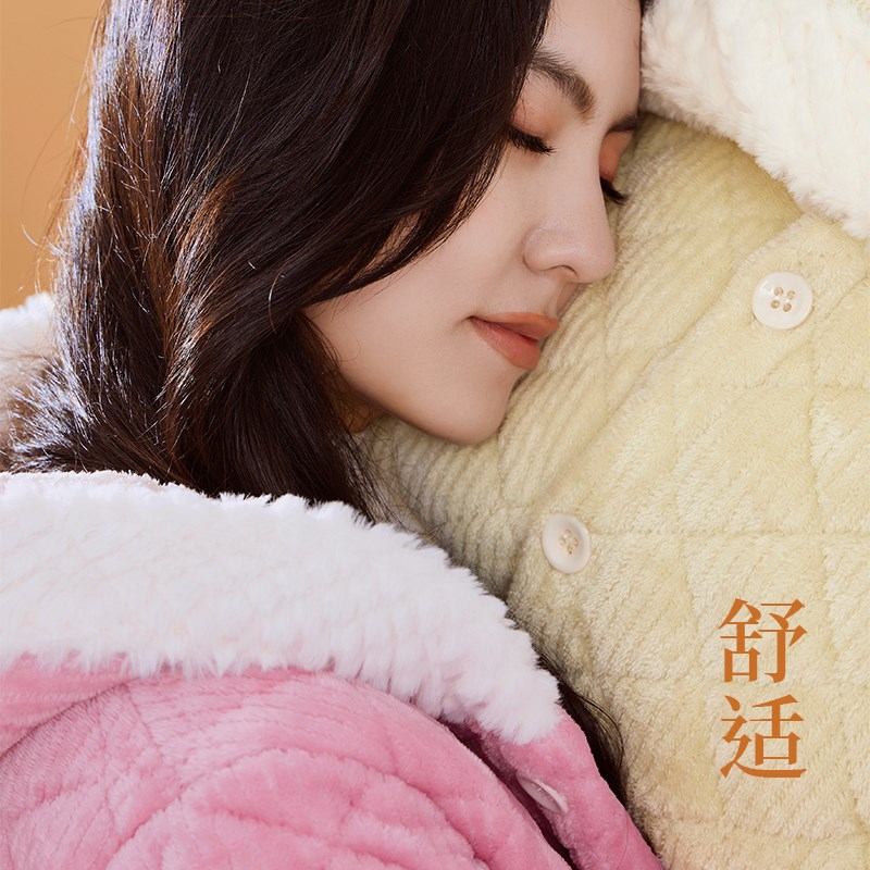 秋冬新款加绒罩衣女大人三层加厚夹棉围裙工作服棉服时尚保暖护衣