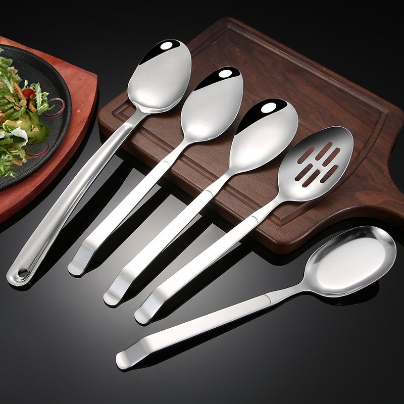 公用勺子分菜更不锈钢炒勺漏勺自助餐酒店用品加厚长柄大号服务勺