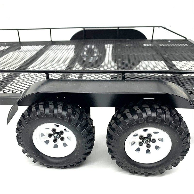 TRX4 KM2 D90 SCX10 1/8 1/10双轴金属拖车 攀爬车用平板拖车通用
