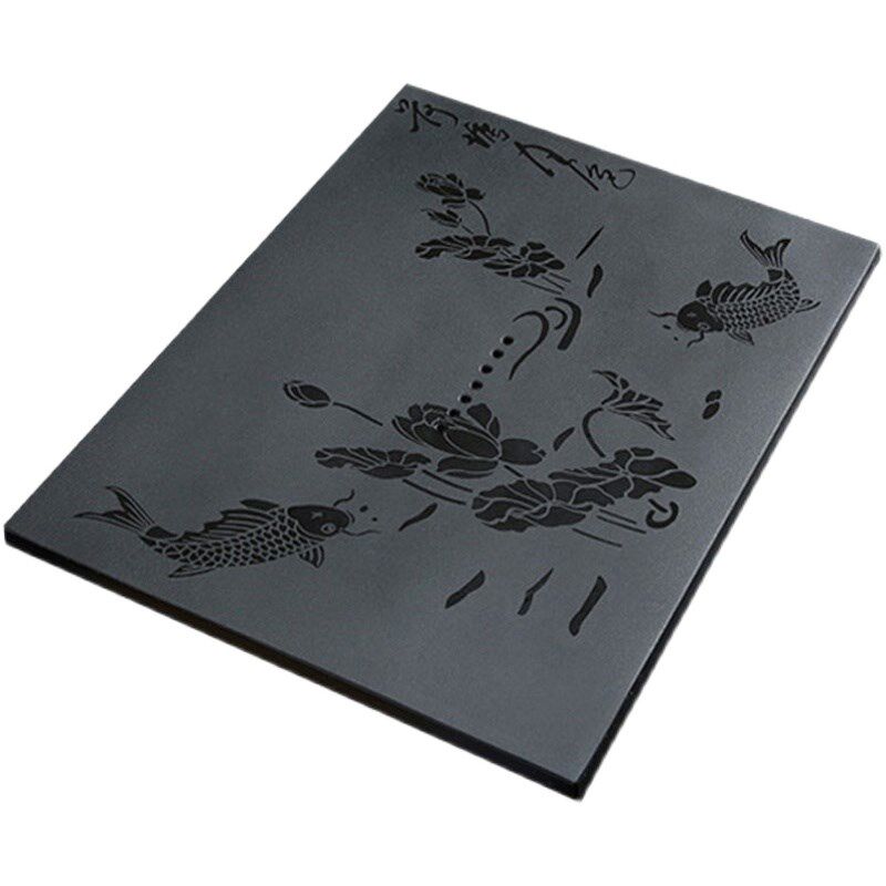 乌金石茶盘茶海家用天然石材长方形泡茶桌小阳台嵌入式吸水茶盘