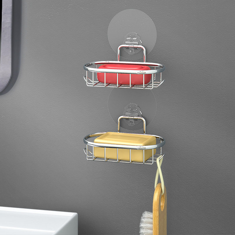 免打孔不锈钢肥皂架卫生间创意粘贴沥水肥皂盒架墙上壁挂式香皂盒