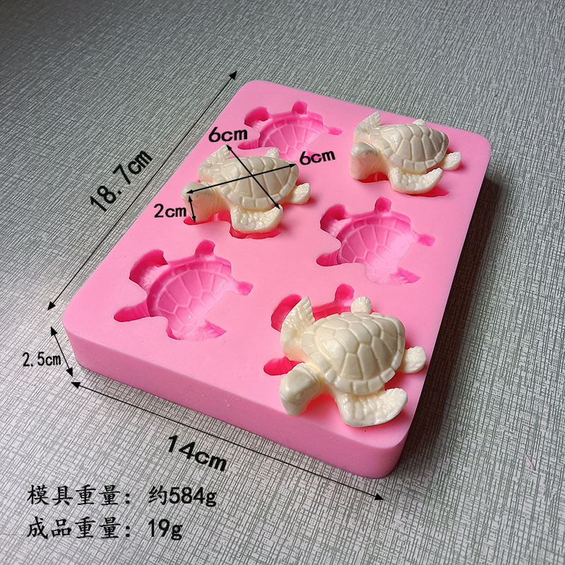 连乌龟海龟金钱龟动物翻糖硅胶模具diy蛋糕装饰烘焙香薰石膏蜡烛