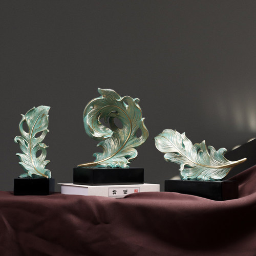 样板房民宿摆件抽象简约羽毛客厅办公室电视柜玄关新房餐厅装饰品