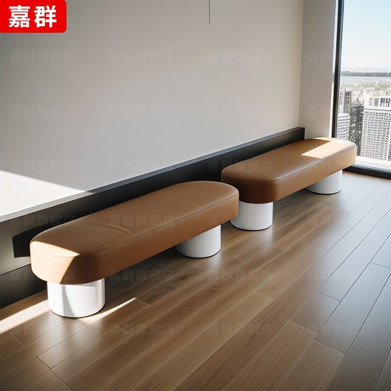 酒店休息区等候长条沙发软包凳公共休闲现代简约商用矮凳长椅定制