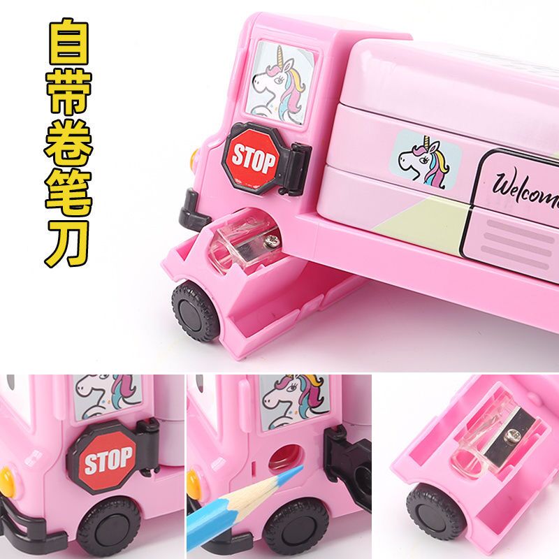 汽车造型文具盒男女童小学生铅笔盒笔袋三层大容量可爱帅气潮流卡