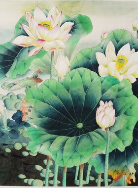 无款工笔画纯手绘荷花花鸟牡丹国画手工没题款装饰画不落款不题字
