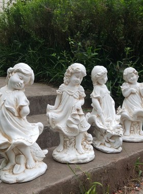 欧式人物工艺品家居饰品客厅电视柜橱窗软装摆件乡村小女孩与动物