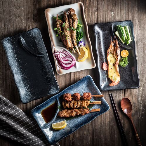 西餐盘创意餐厅烧烤盘烤羊肉串牛肉串炸薯条鸡块装盘小吃盘寿司盘
