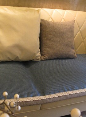 高档布艺防滑时尚秋冬天欧式套巾罩沙发垫 纯色深蓝色  可定做