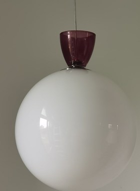 中古珍稀包豪斯烟紫色奶白球泡泡优雅客餐厅卧室书房过道玄关吊灯
