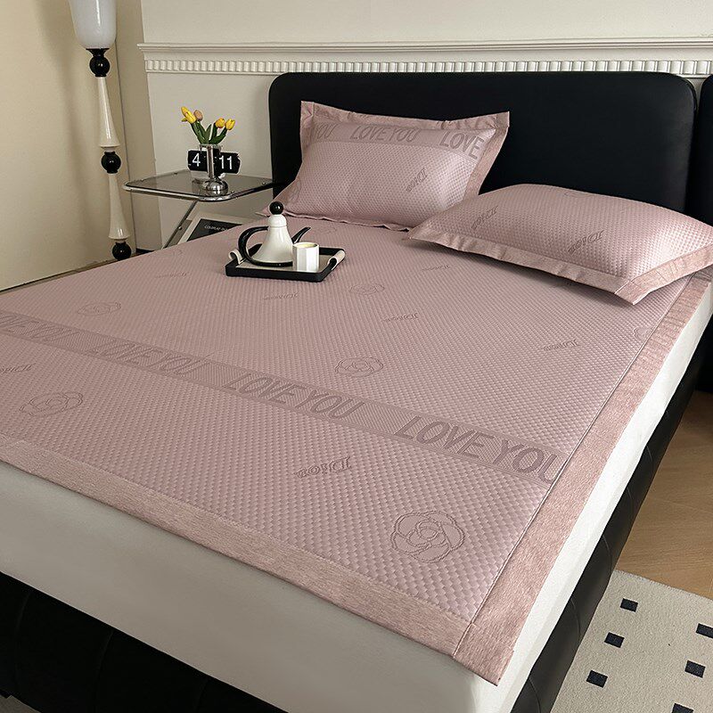 夏季冰丝豆豆凉席2024新款提花空调席子可水洗床笠床单款三件套