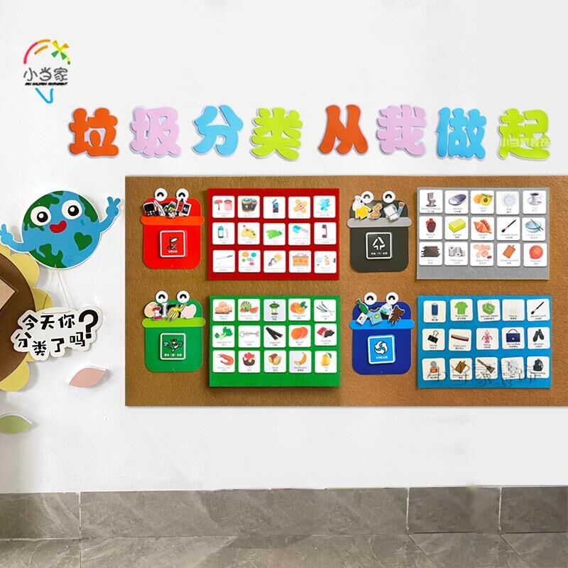 幼儿园小学班级文化墙贴环创主题墙贴垃圾分类装饰布置墙互动贴画