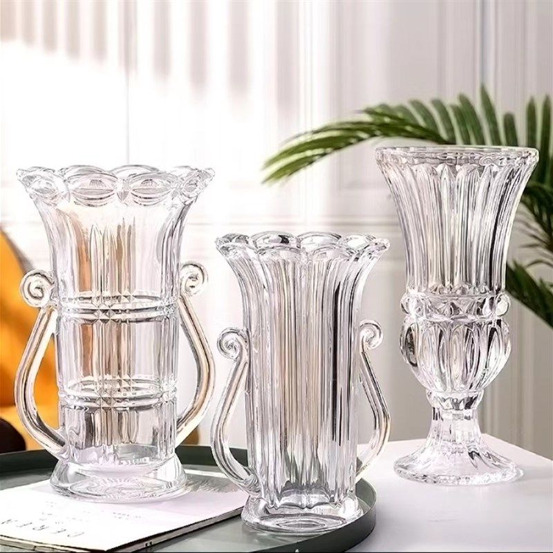 嘉乐家居竖琴耳朵高脚水晶透明玻璃花瓶琥珀烟灰插鲜花725,家居饰品,花瓶,淘宝优惠券,粉丝福利购,淘宝优惠卷