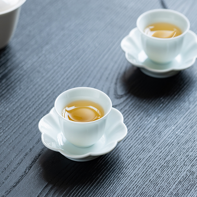 尚器影青白瓷茶托杯托陶瓷杯垫家用功夫茶具茶道配件隔热茶杯垫子