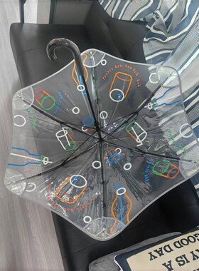 透明儿童雨伞安全圆角防戳伤反光条小学生幼儿园POE涂鸦可加印LOG