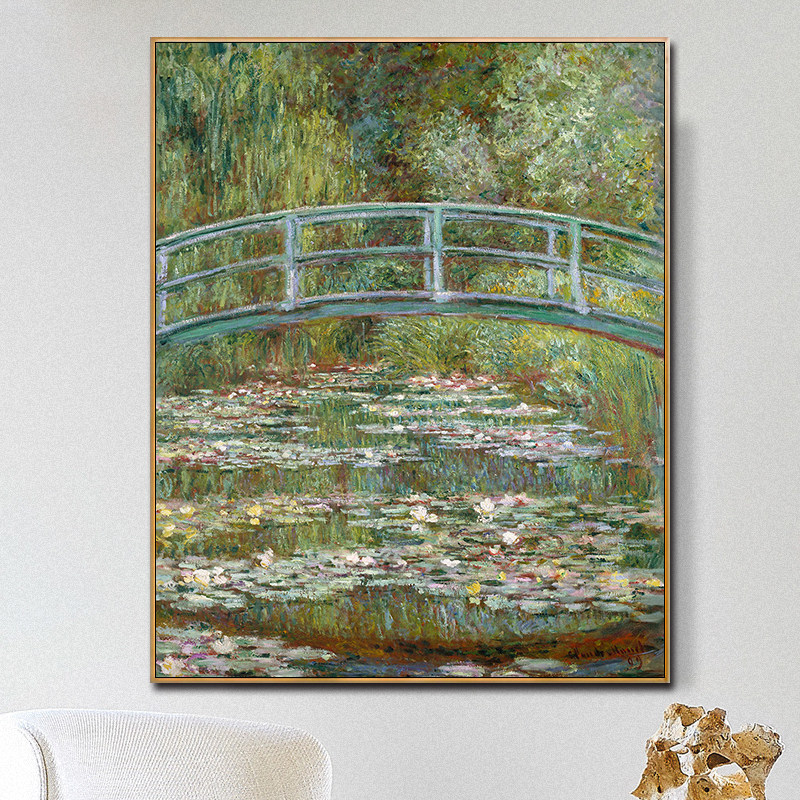 莫奈名画睡莲桥风景 diy数字油画手绘减压填色客厅卧室装饰油彩画