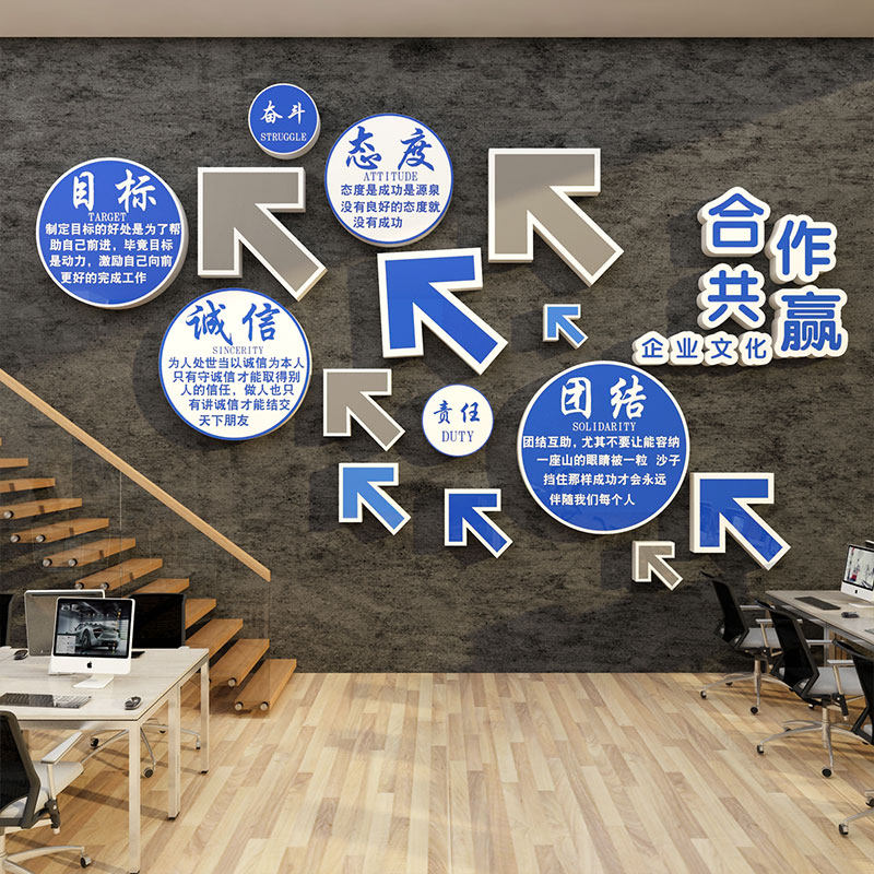 企业文化办公司室墙面装饰进门形象激励志楼梯间台阶扶手氛围布置,家居饰品,文化墙贴,淘宝优惠券,粉丝福利购,淘宝优惠卷