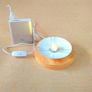 实木台灯底座藤编藤球麻球灯罩专用带开关usb插头DIY配件灯座圆形