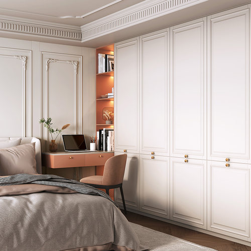 兔宝宝全屋定制法式奶油风走入式衣柜定做橱柜卧室衣帽间原木风