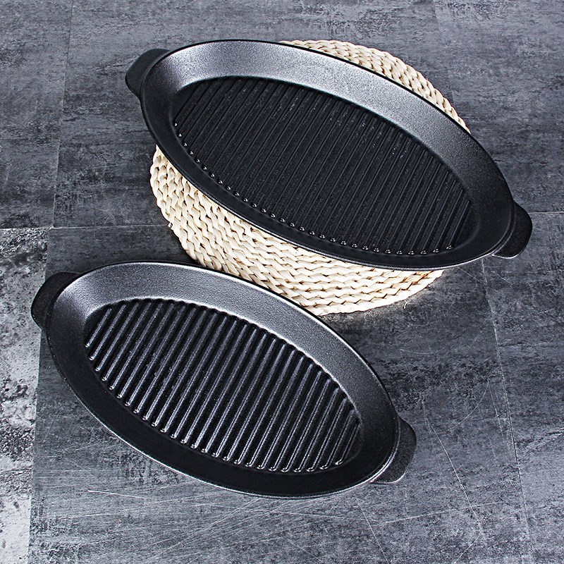 18寸双耳焗饭陶瓷餐馆超大号烤盘家用炸锅微波炉烤箱加热专用餐具