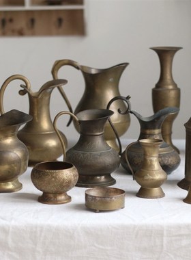 花器A西洋旧物古董美食静物摄影家居装饰黄铜摆件【二店道具铺】