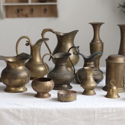 花器A西洋旧物古董美食静物摄影家居装饰黄铜摆件【二店道具铺】