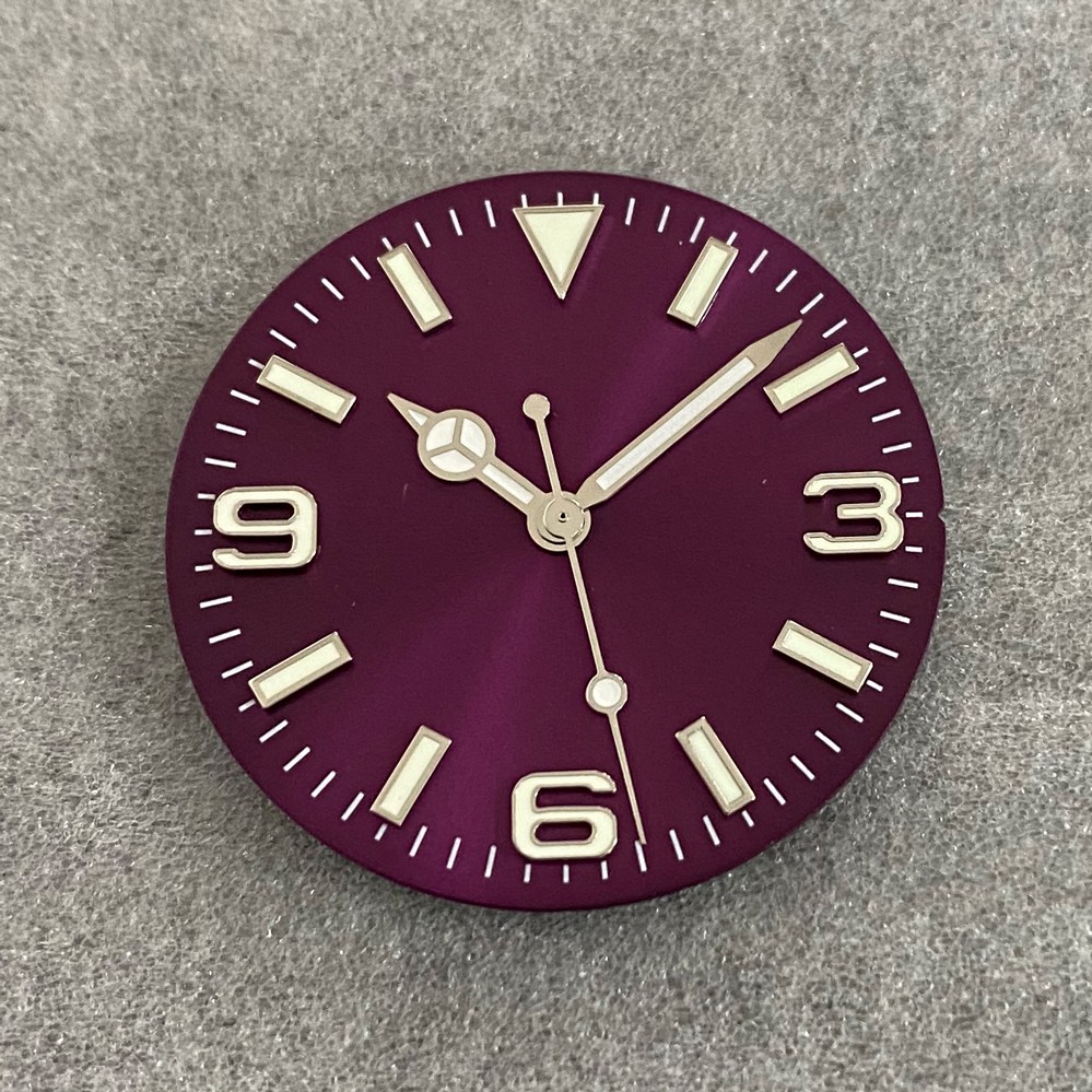 thumbnail for 28.5mm sunray 369 spike dial with hands green glow suitable for NH35 36 4R 7S movement