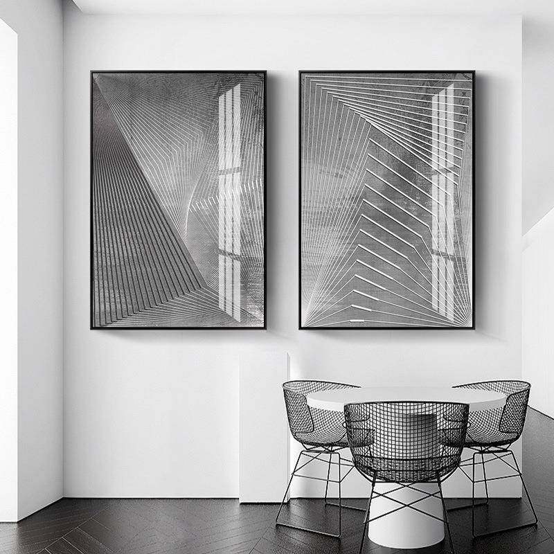 现代简约轻奢风格画黑白线条抽象装饰画工业风挂画酒店样板房壁画