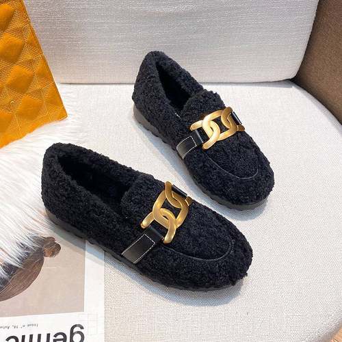 正品软底2毛毛鞋女冬鞋季外穿024新款懒人加绒豆豆鞋厚底棉大码41