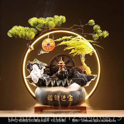 高档流水品摆件造景环水客循厅饰桌面成品装景观玄关工艺办公室饰