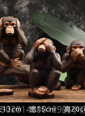 高档欧动物装饰摆式件酒仿真大猩猩咖啡厅吧办室复古怀旧树公脂工