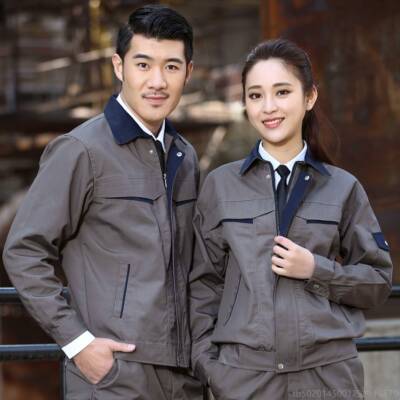 高档春秋保长袖电焊工作服套装士工厂间男工人帆布劳服耐磨厂服车