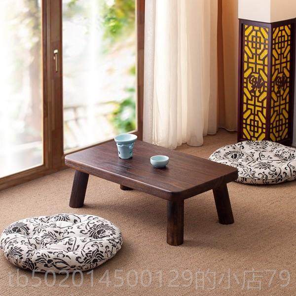 高档日式飘桌实国木榻米茶榻几简约炕桌烧桐窗木小方桌窗台桌学矮