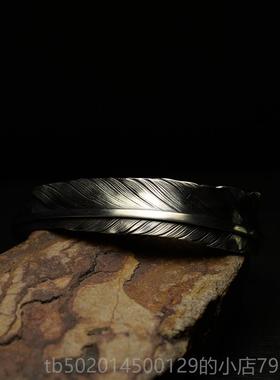 高档欧宇晟宇系925纯腾银鹰羽手炼原创手性工个化开放式手列炼可